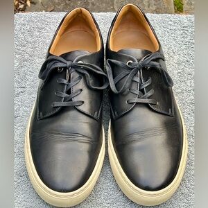 Hugo Boss Men’s Black Leather Lace-Up Sneakers Size 8.5M Made In Italy 🇮🇹